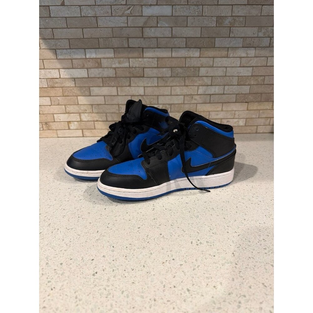 Nike Air Jordan 1 Mid Hyper Royal Black White 554725 077 Size 6y